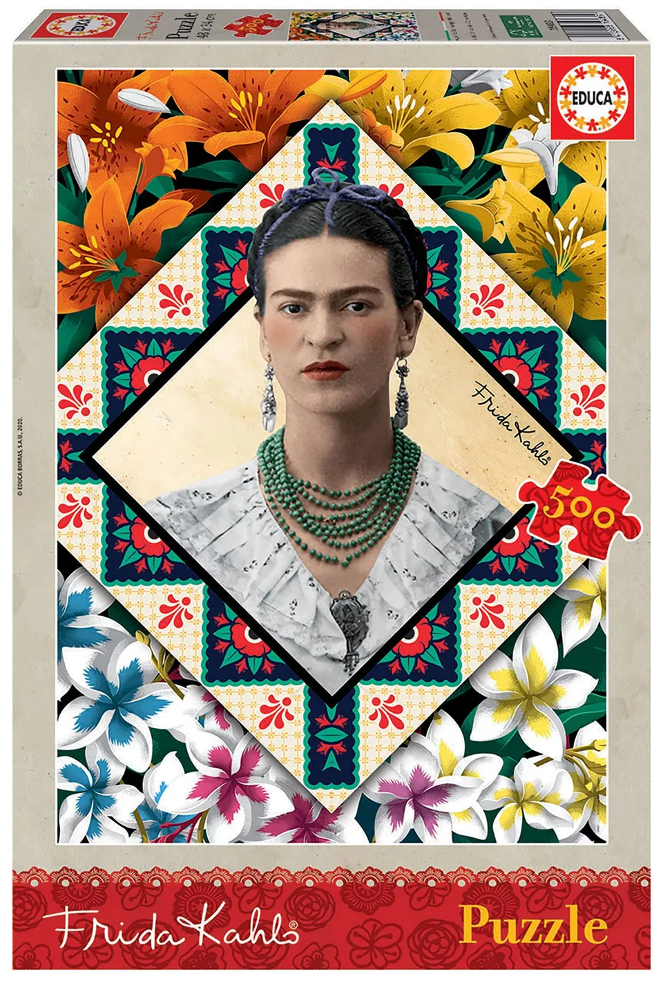 educa-18483-frida-kahlo-500-teile-puzzle-kunst-portrait image 1