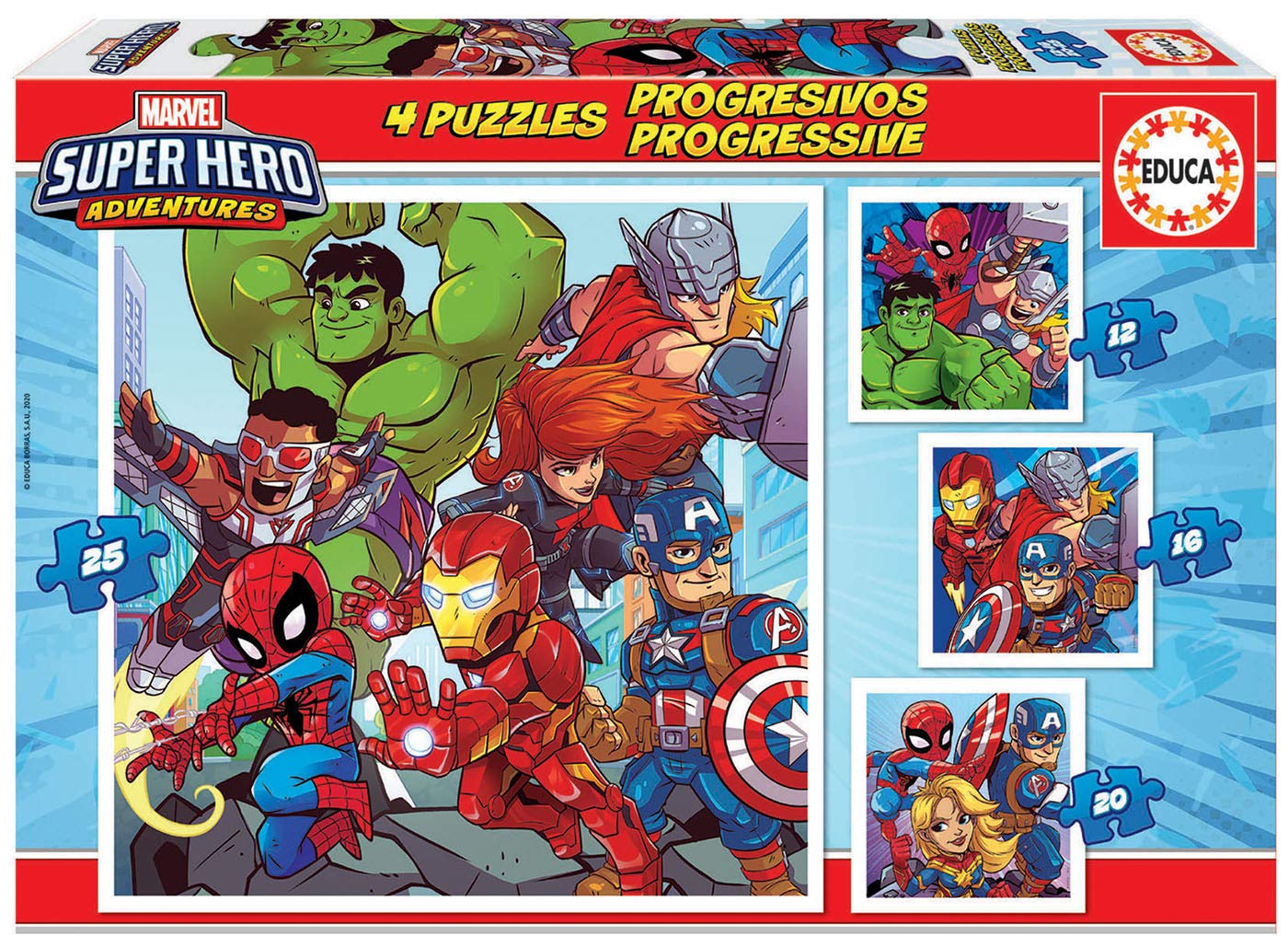 educa-marvel-super-heroe-18647-kinderpuzzle-4in1-12-25-teile image 1