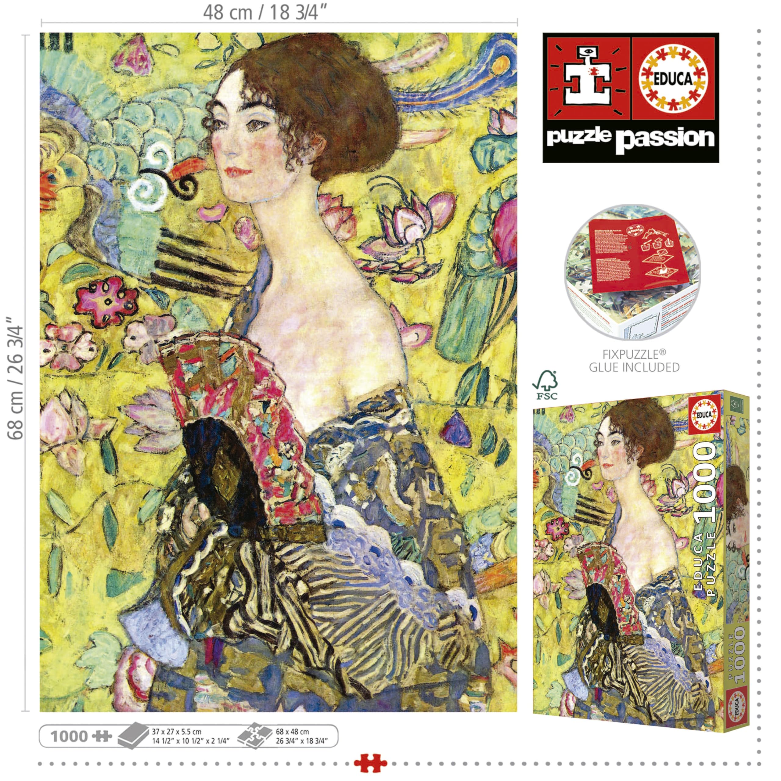 educa-19932-dame-mit-f-cher-klimt-1000-teile-puzzle-ab-14 image 4
