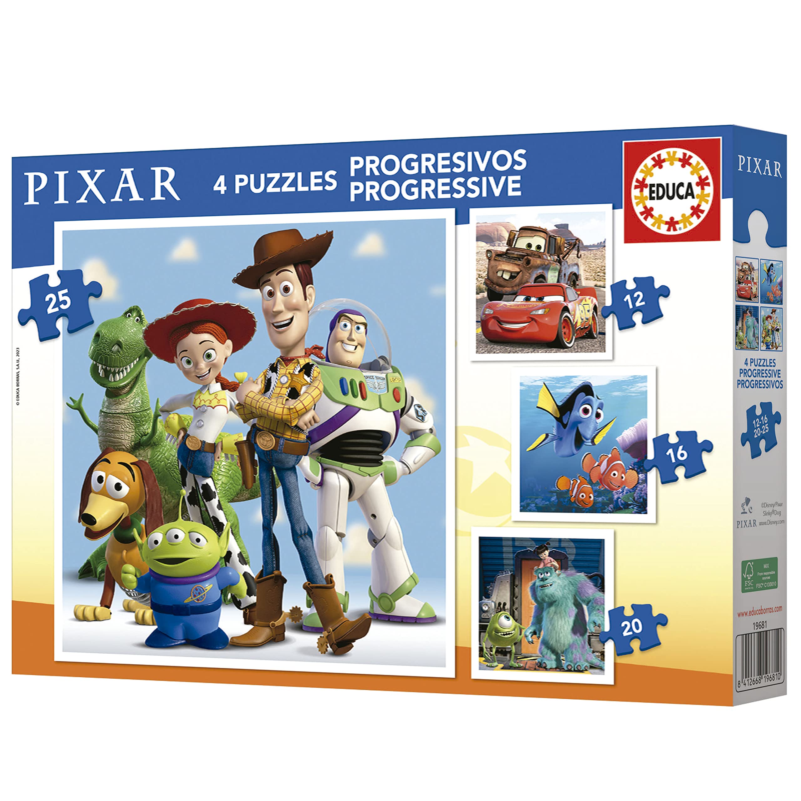 educa-pixar-filme-19681-puzzleset-4in1-kinderpuzzle image 4