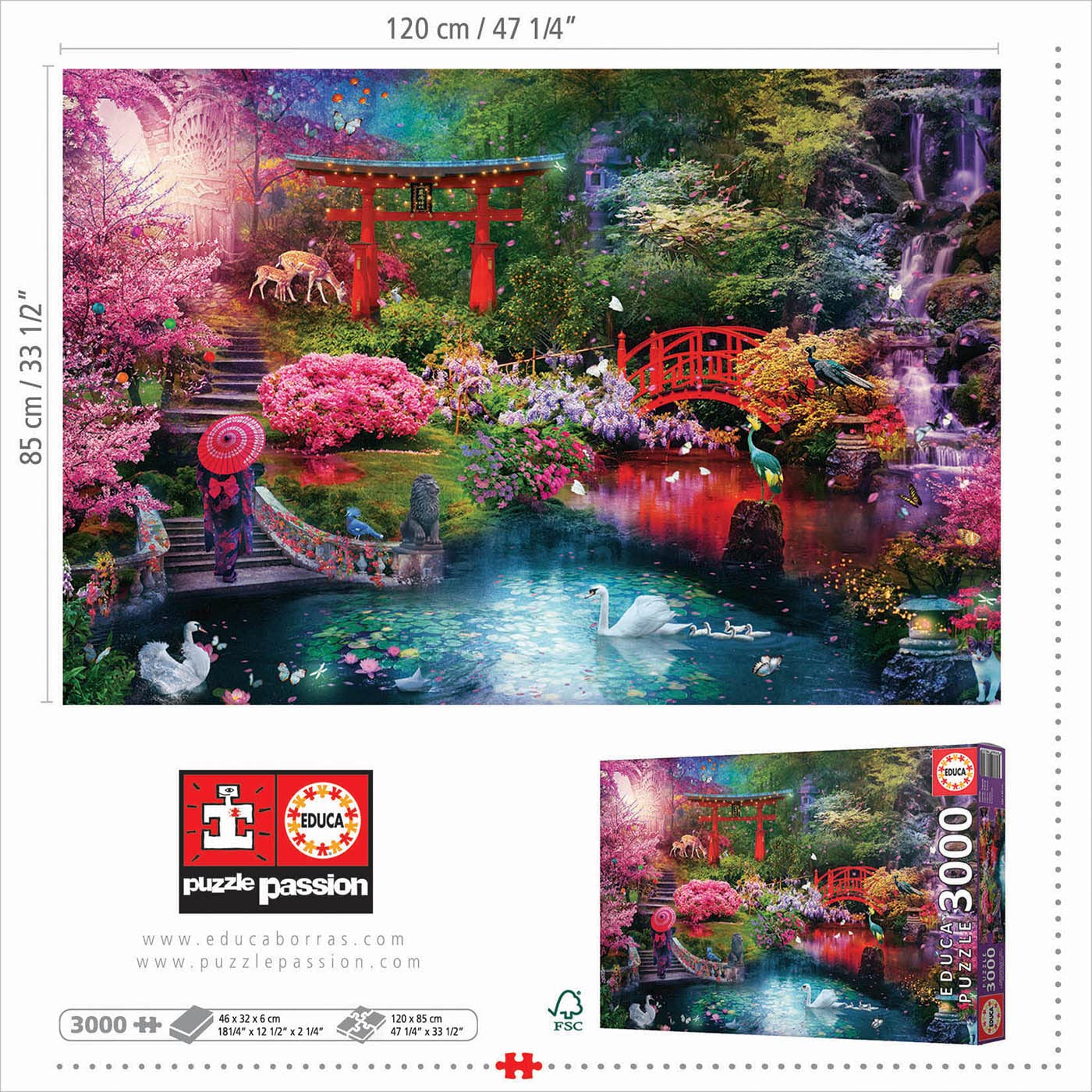 educa-japanischer-garten-19282-puzzle-3000-teile-zen-sakura image 4