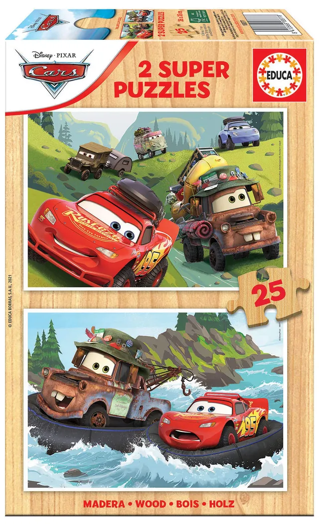 educa-cars-puzzle-2x25-teile-holz-ab-3-jahre-pixar image 1