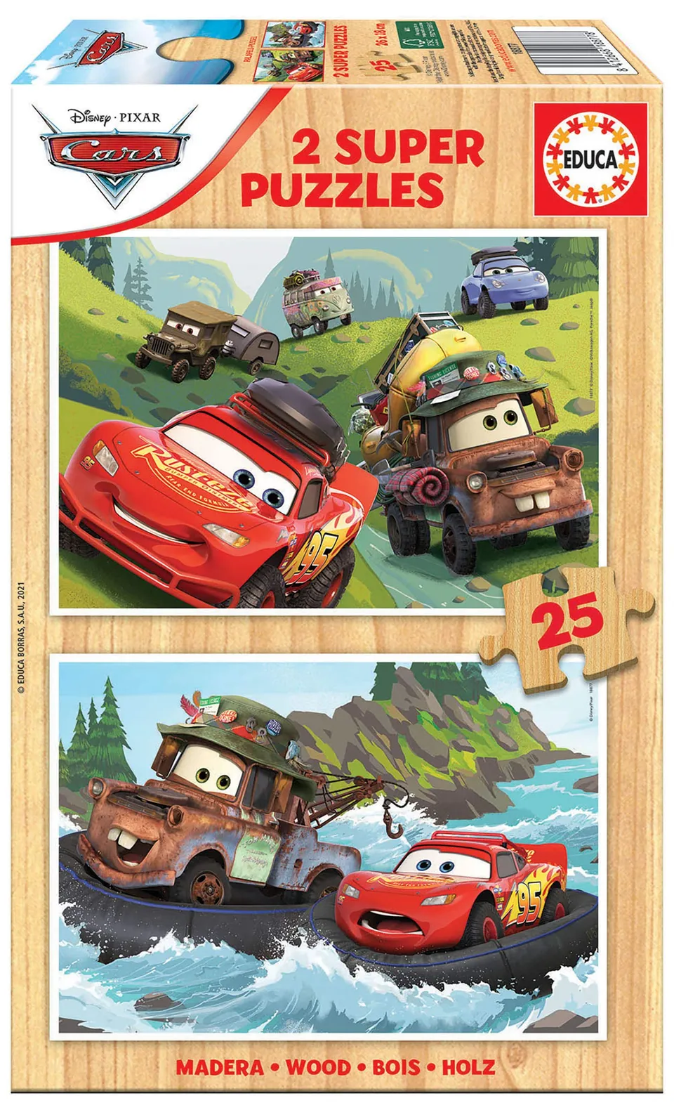 educa-cars-puzzle-2x25-teile-holz-ab-3-jahre-pixar image 1