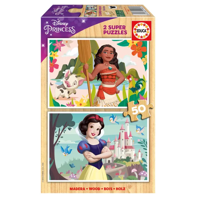 educa-disney-princess-19961-holzpuzzle-2x50-teile-ab-5-jahren image 1