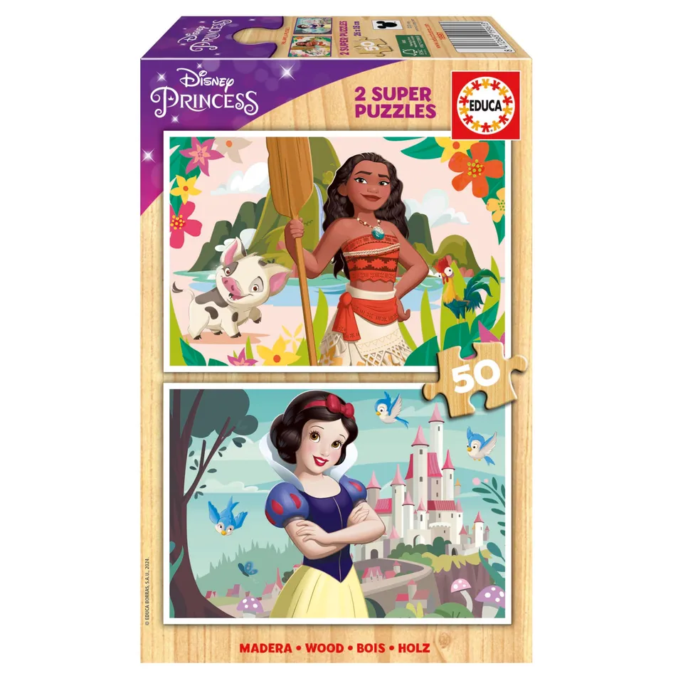 educa-disney-princess-19961-holzpuzzle-2x50-teile-ab-5-jahren image 1