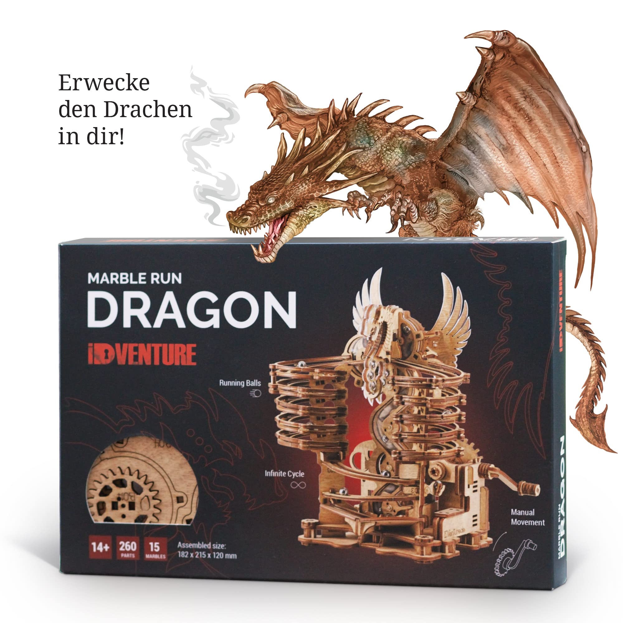 idventure-dragon-murmelbahn-3d-holzpuzzle-bausatz-260-teile image 5