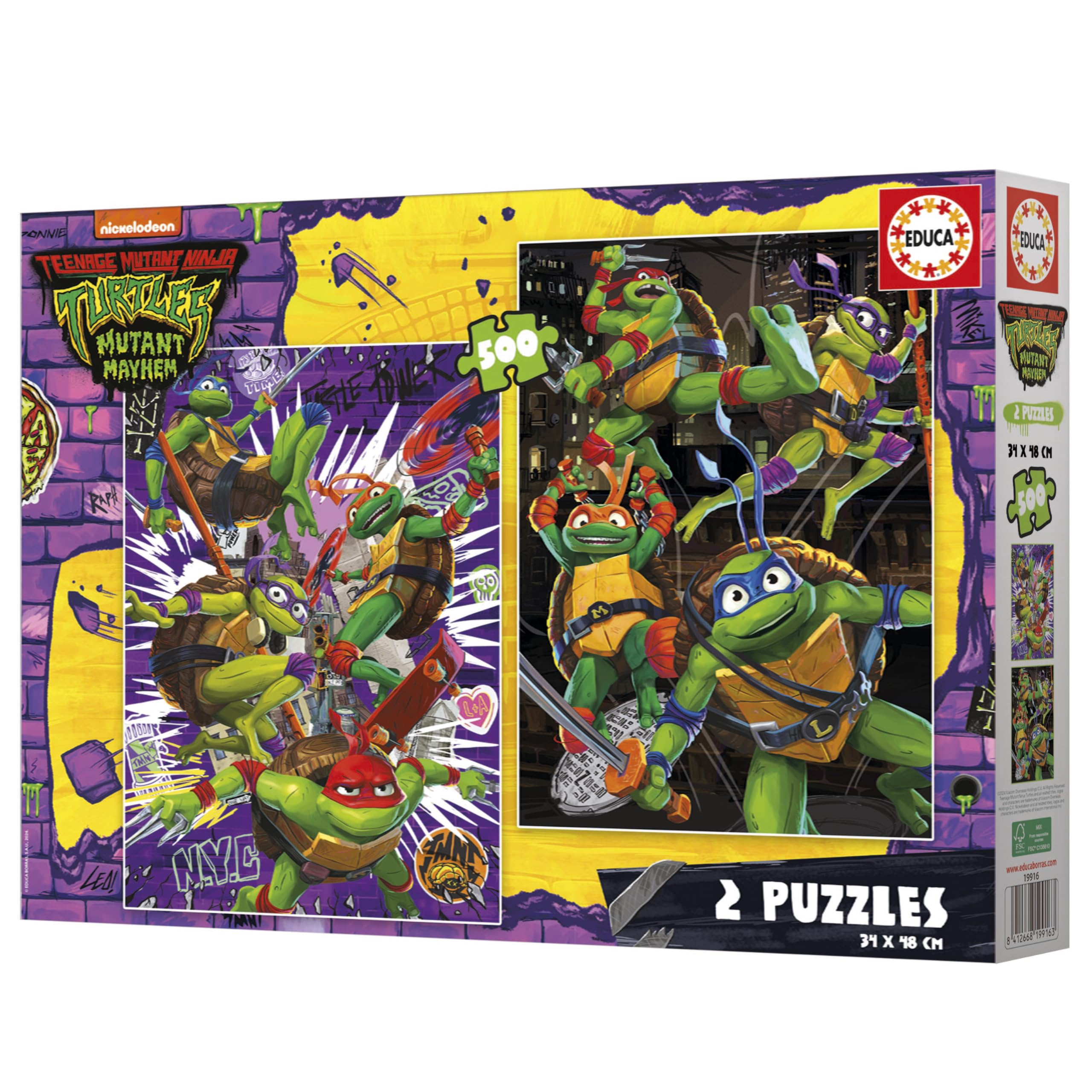educa-ninja-turtles-19916-puzzle-2x500-teile-34x48-cm image 3