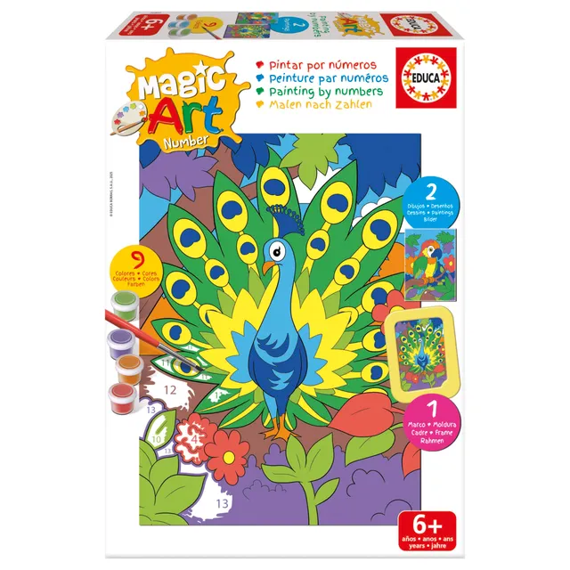 educa-magic-art-number-20405-pfau-und-papagei-malen-nach-zahlen-ab-6 image 1