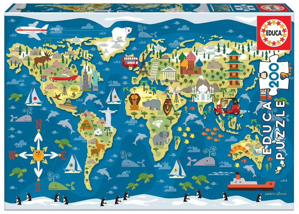 educa-weltkarte-kinderpuzzle-200-teile-lernpuzzle-ab-6 image 1