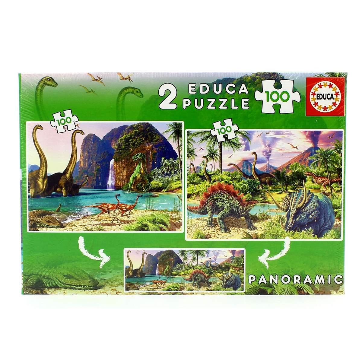 educa-dinosaurier-15620-kinderpuzzle-2x100-teile-ab-6-jahren image 1