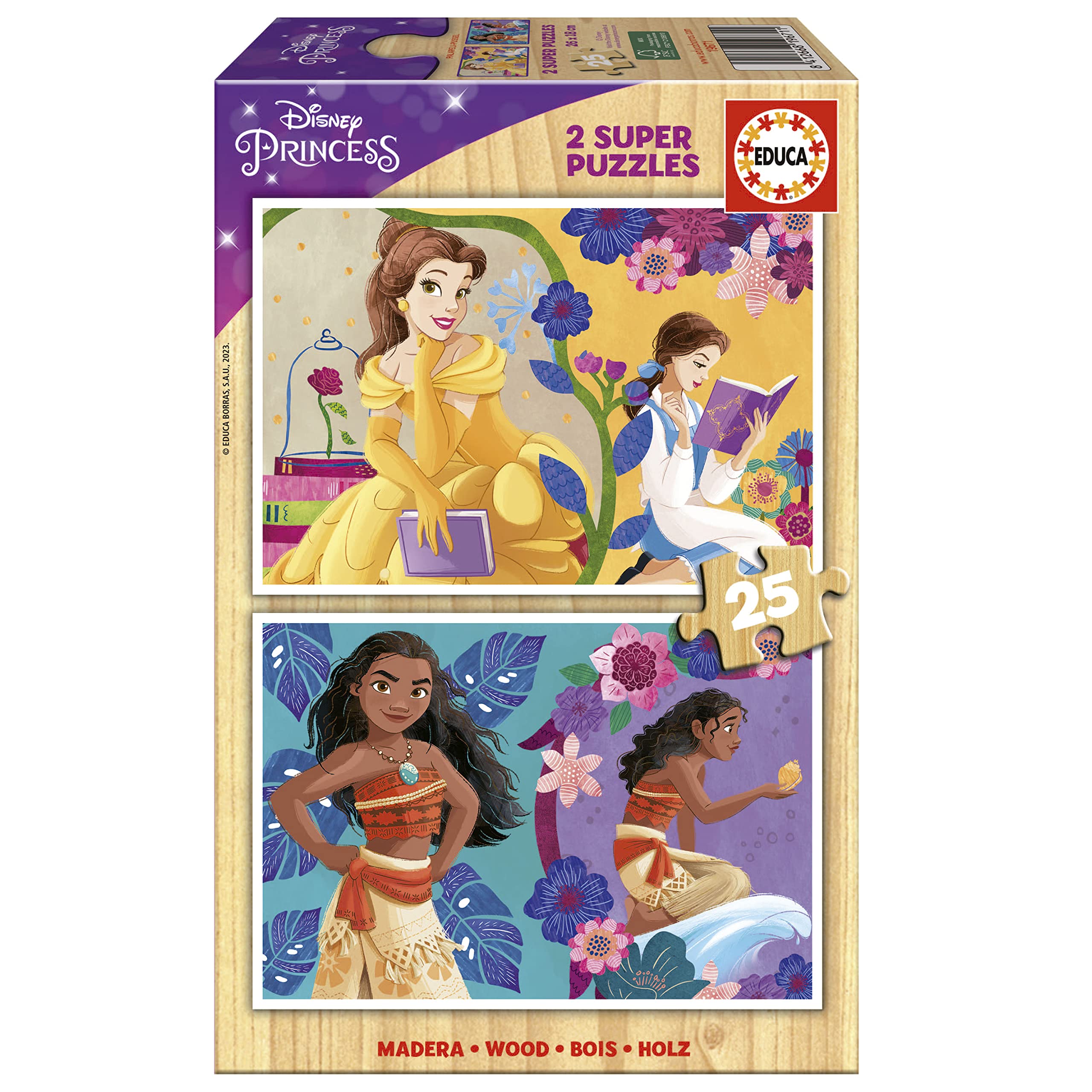educa-disney-princess-holzpuzzle-2x25-teile-belle-vaiana-ab-3-j image 1