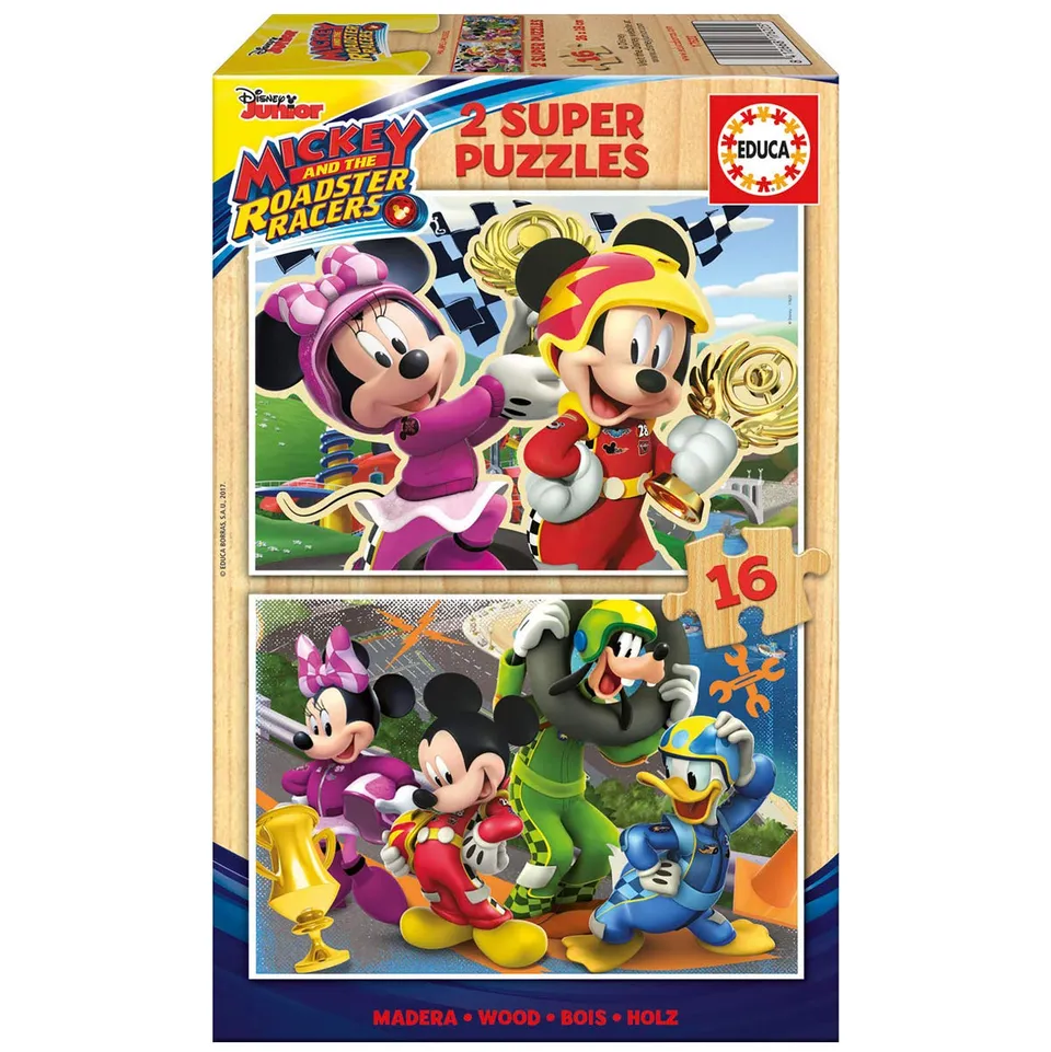 educa-17622-mickey-holzpuzzle-2x16-teile-ab-3-jahren-disney image 1