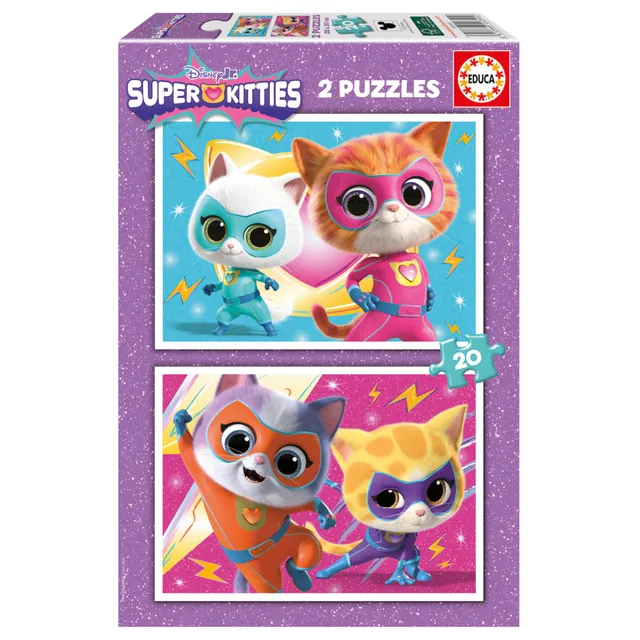 educa-superkitties-20340-kinderpuzzle-2x20-teile-ab-4-jahren image 1