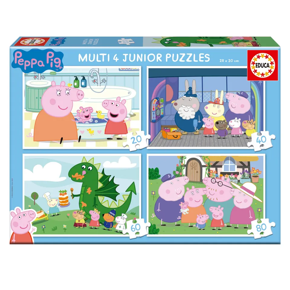 educa-peppa-pig-puzzle-set-4x-20-80-teile-28x20-cm-ab-4-jahren image 1