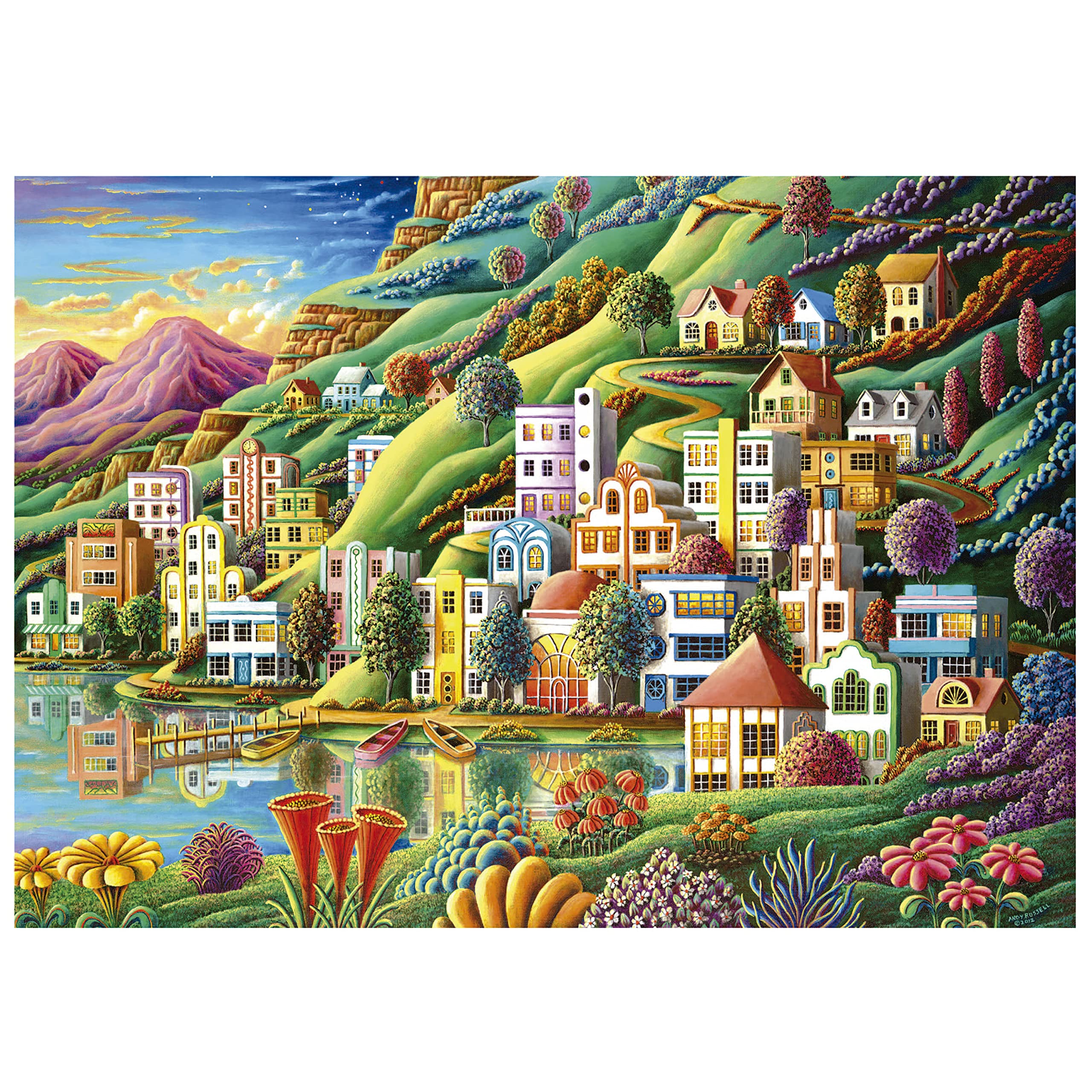 educa-19552-buntes-dorf-am-see-puzzle-500-teile-landschaft image 2