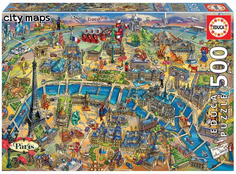 educa-paris-city-maps-puzzle-500-teile-frankreich-ab-10 image 1