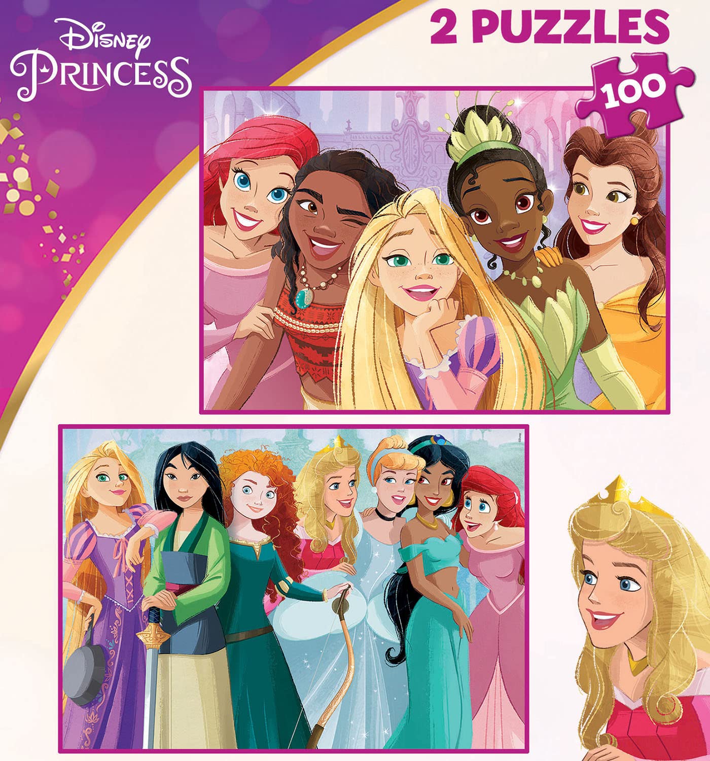 educa-disney-prinzessinnen-kinderpuzzle-2x100-teile-ab-5 image 2