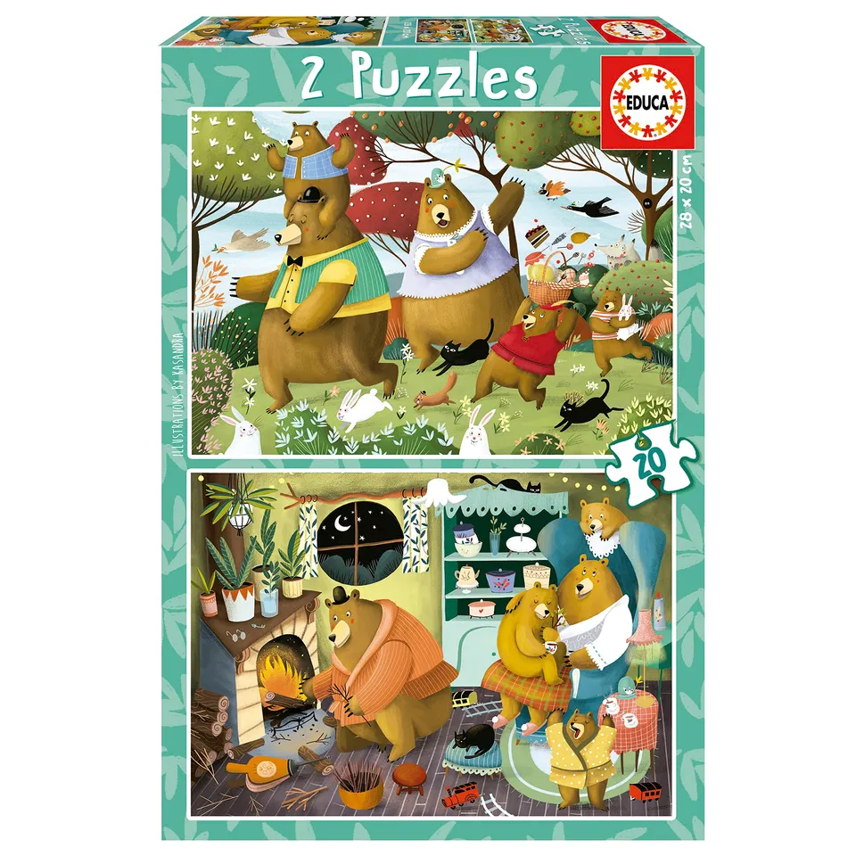 educa-19686-waldgeschichten-kinderpuzzle-2x20-teile-ab-3-j image 1