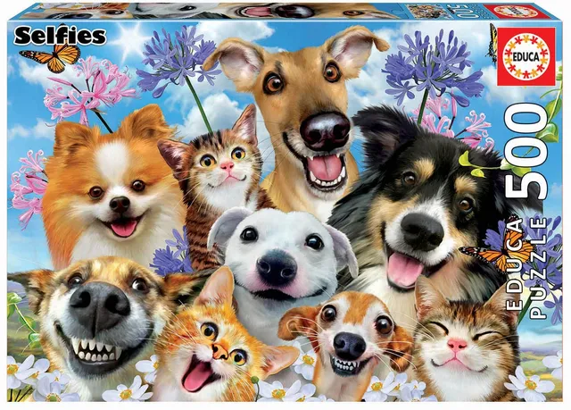 educa-17983-hunde-und-katzen-selfie-puzzle-500-teile image 1