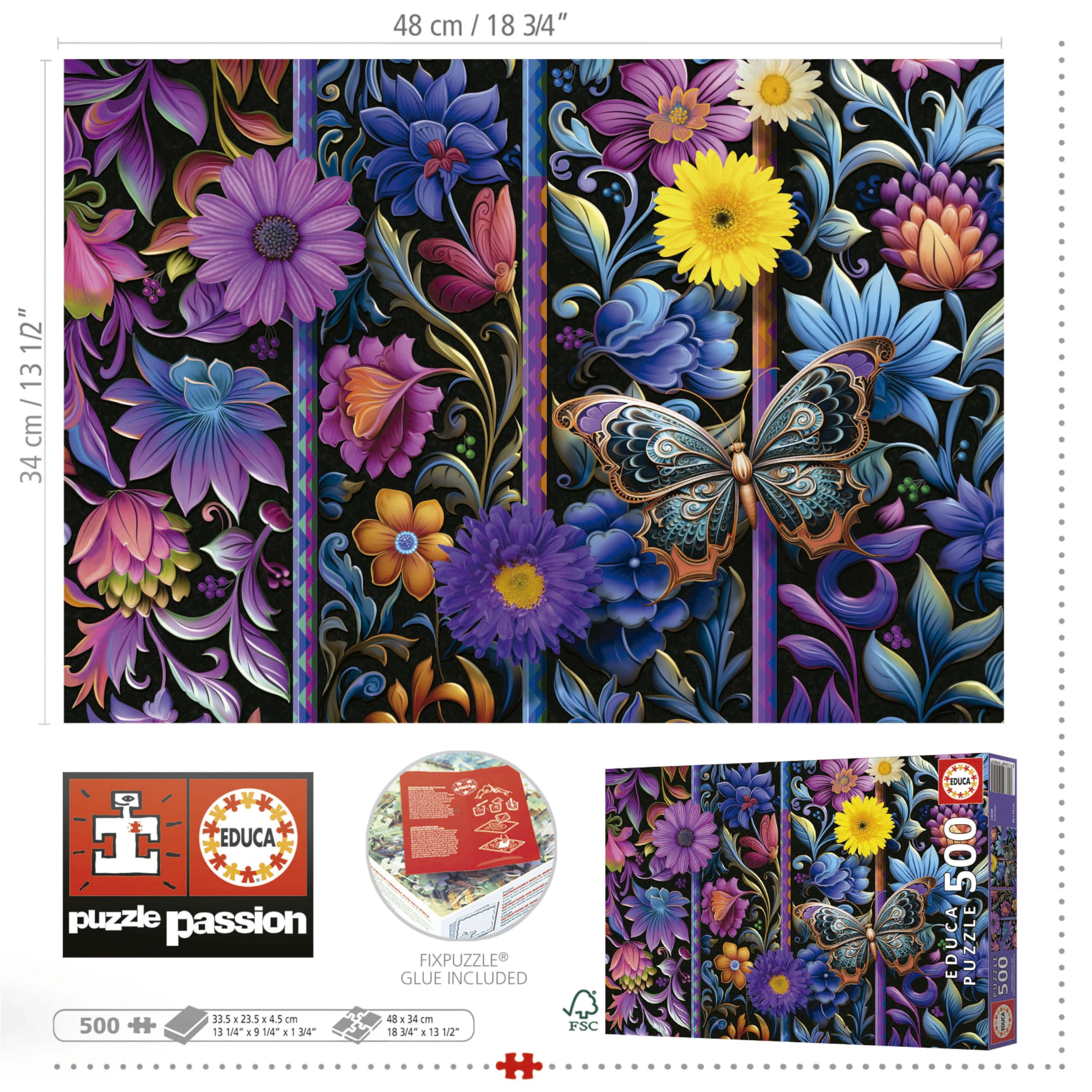 educa-19909-badda-bloom-puzzle-500-teile-blumenmotiv image 4