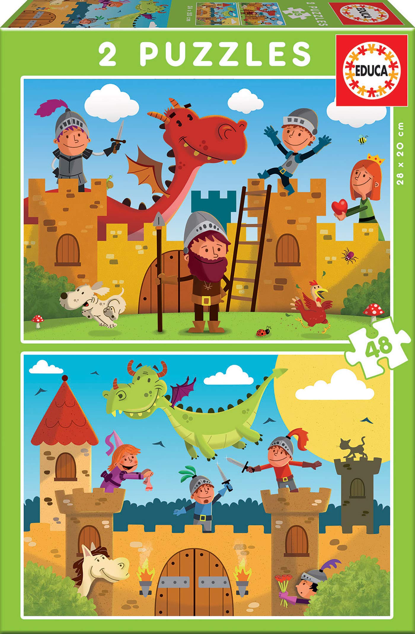 educa-drachen-und-ritter-2x48-puzzle-f-r-kinder-ab-4-jahren image 1