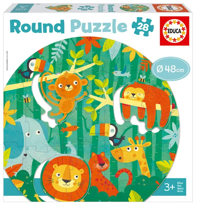 educa-dschungel-18906-rund-puzzle-28-teile-ab-3-jahren image 1