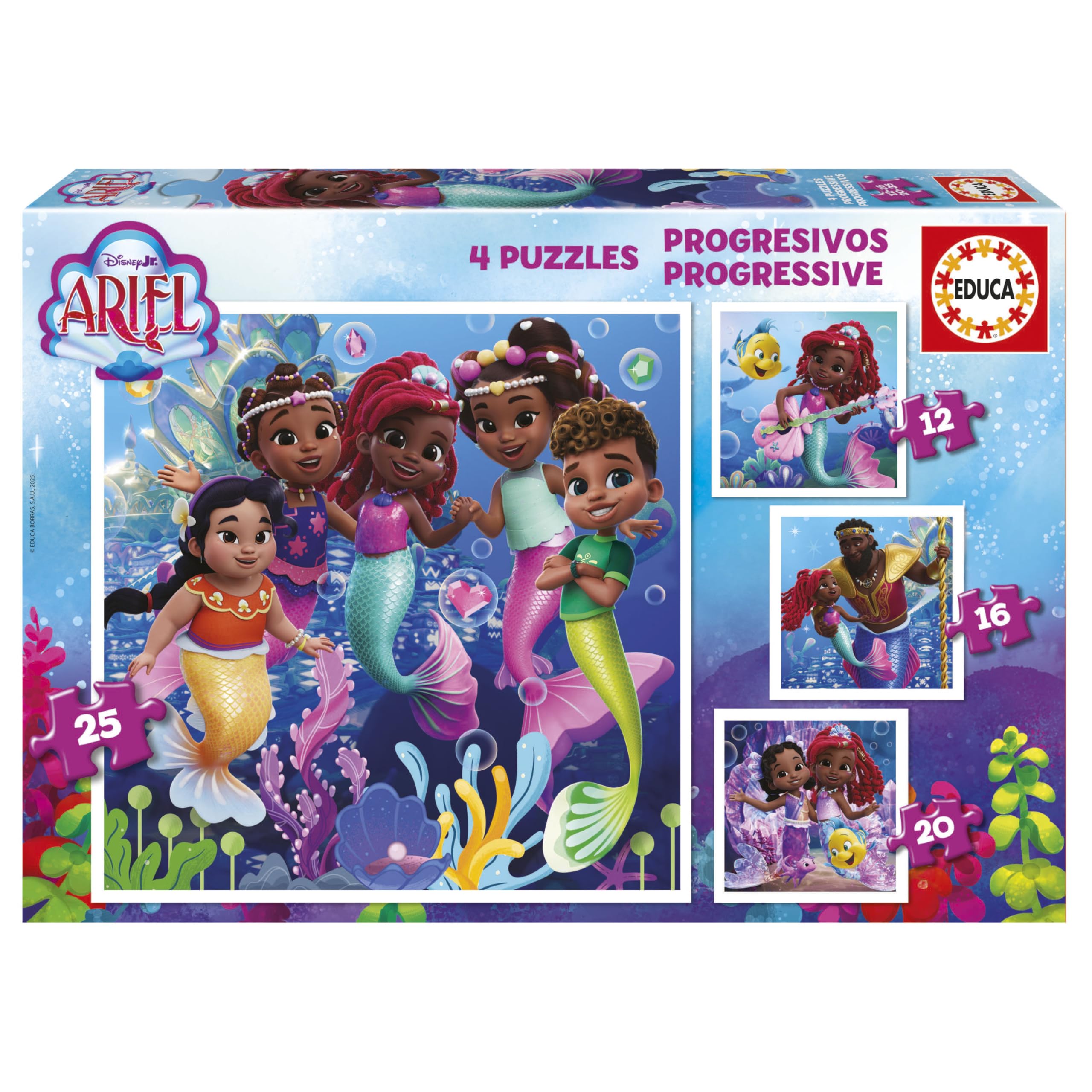 educa-ariel-progressive-20342-kinderpuzzle-4in1-12-25-teile image 1