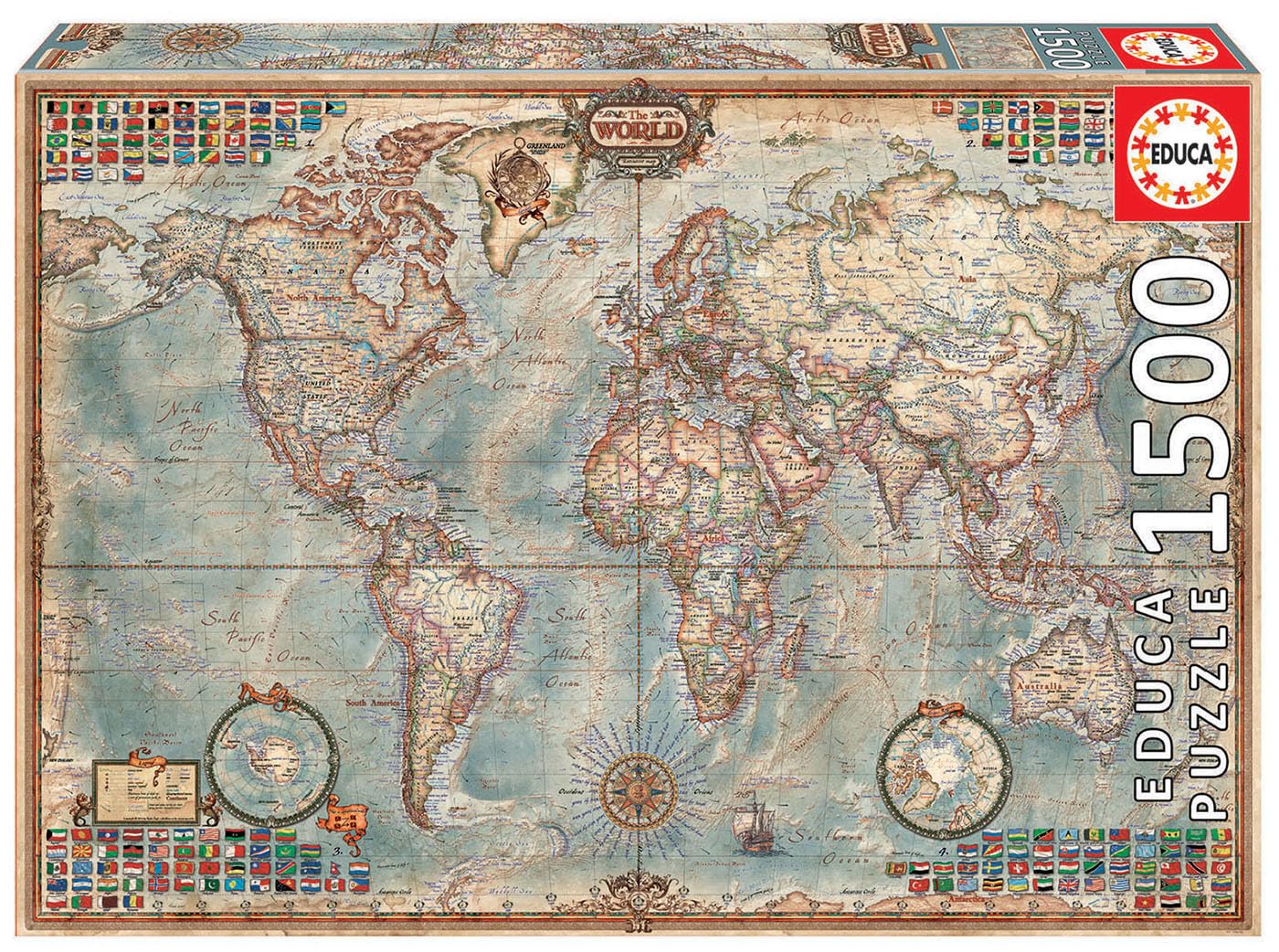 educa-antike-karte-16005-puzzle-1500-teile-weltkarte image 5