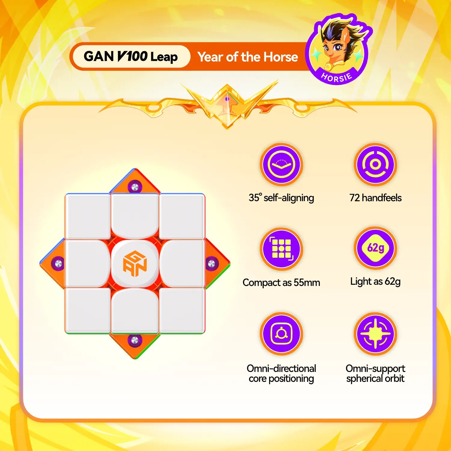 gan-v100-speed-cube-3x3-year-of-the-horse-magnetisch image 3
