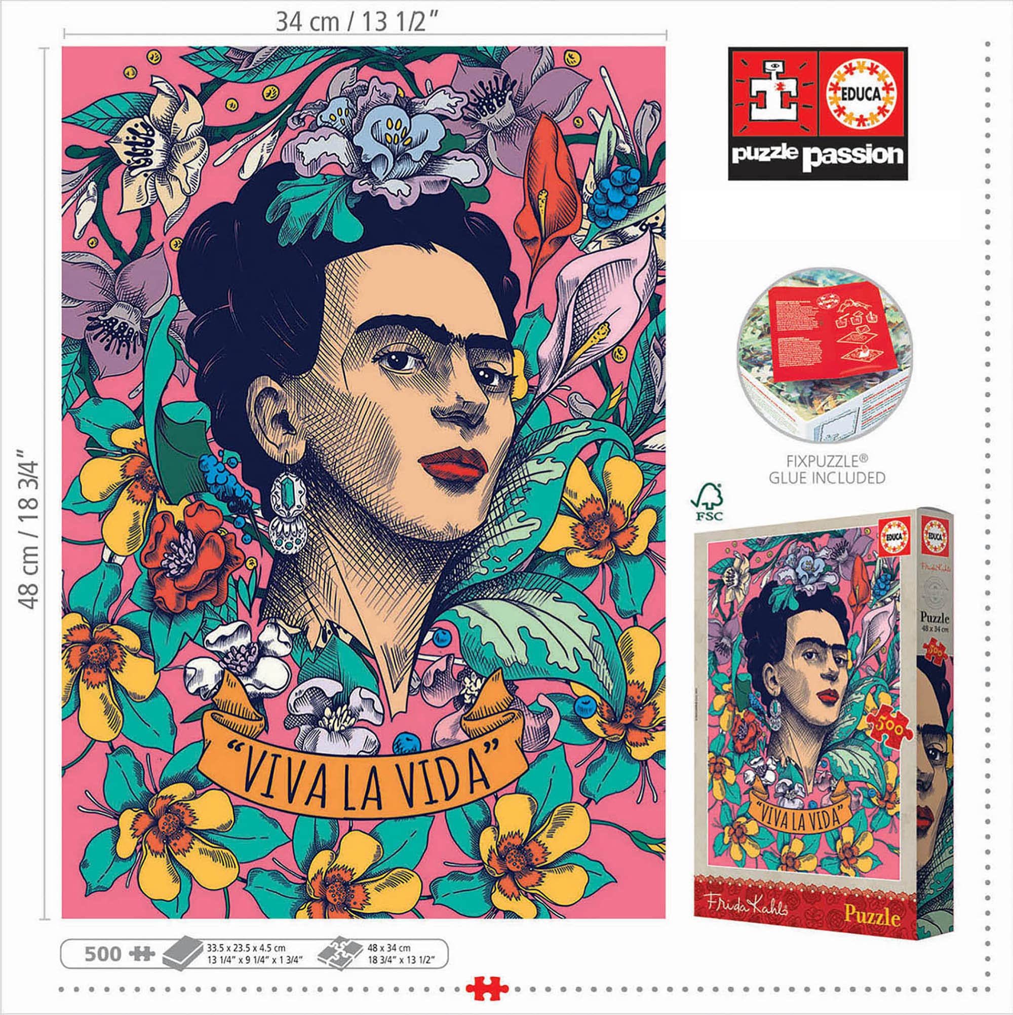 educa-viva-la-vida-frida-kahlo-19251-puzzle-500-teile-kunst image 3