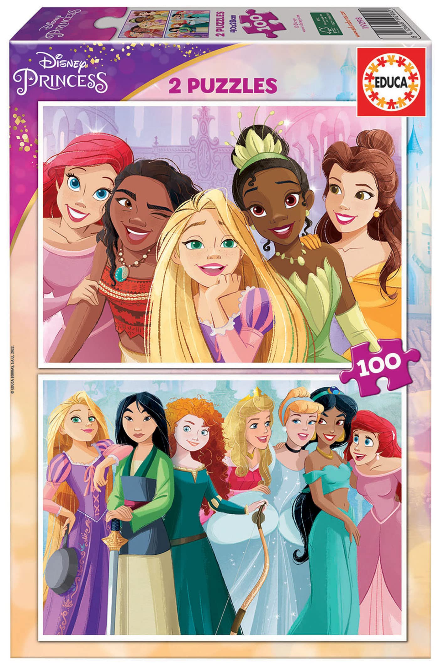 educa-disney-prinzessinnen-kinderpuzzle-2x100-teile-ab-5 image 1