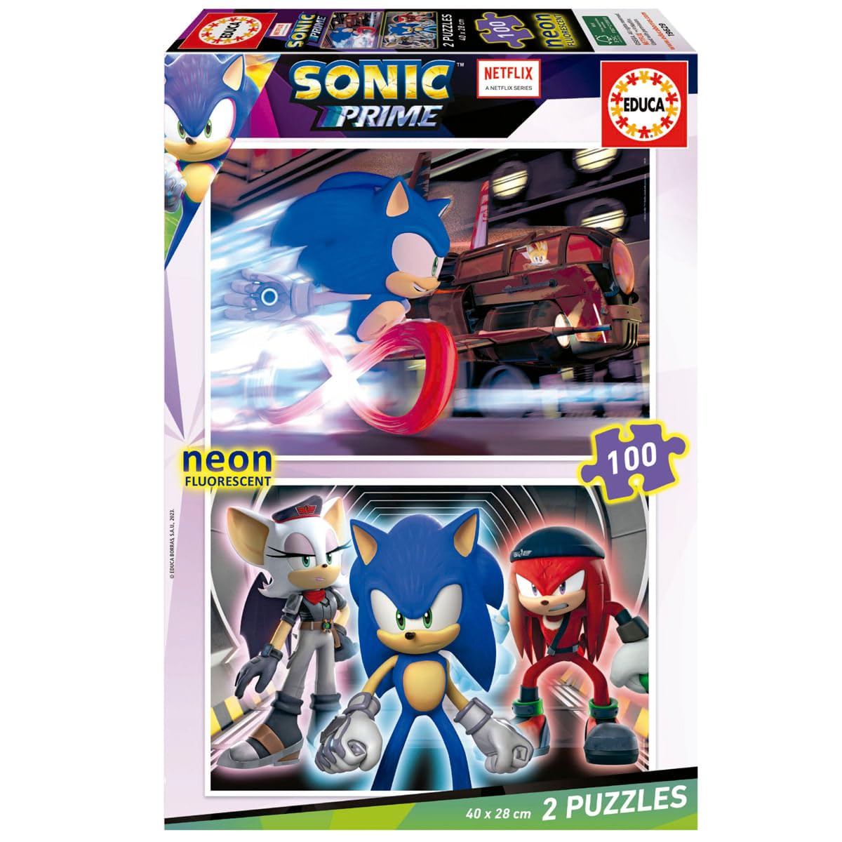 educa-sonic-prime-neon-leuchtpuzzle-2x100-teile-ab-6-jahren image 1