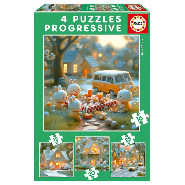 educa-stadt-der-hasen-4-in-1-kinderpuzzle-ab-3-jahren image 1
