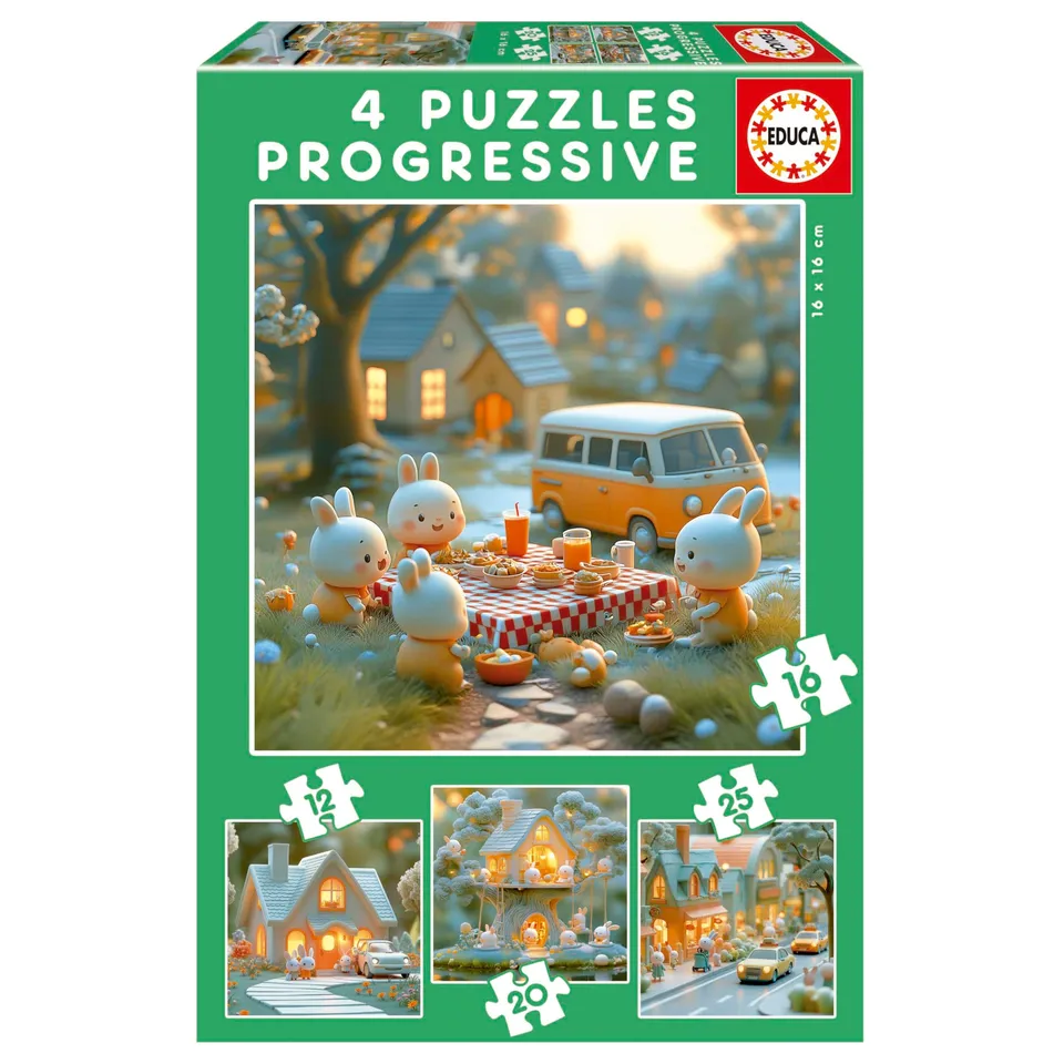 educa-stadt-der-hasen-4-in-1-kinderpuzzle-ab-3-jahren image 1