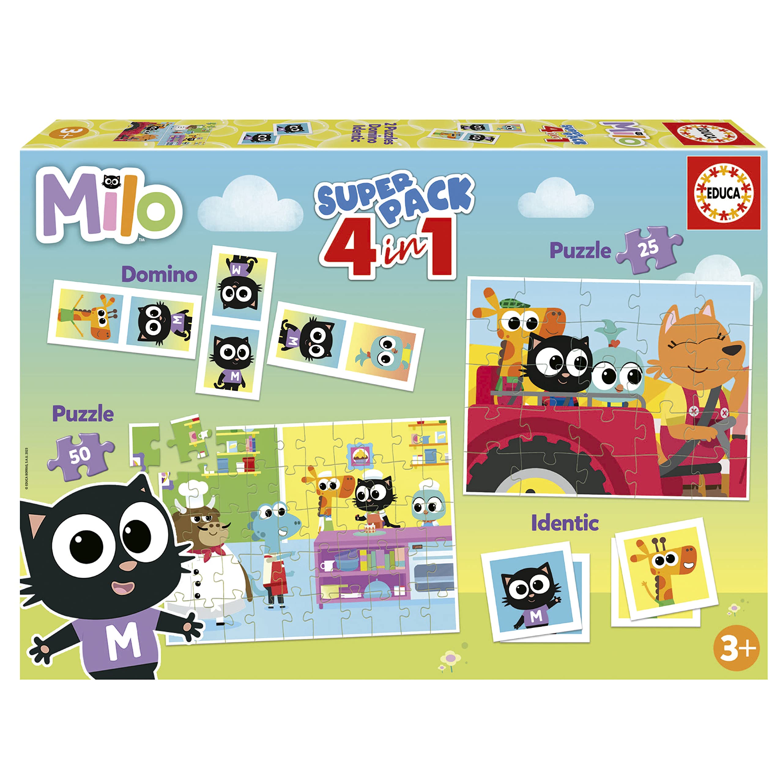 educa-milo-superpack-4in1-brettspiel-memo-domino-puzzle-ab-3-j image 1