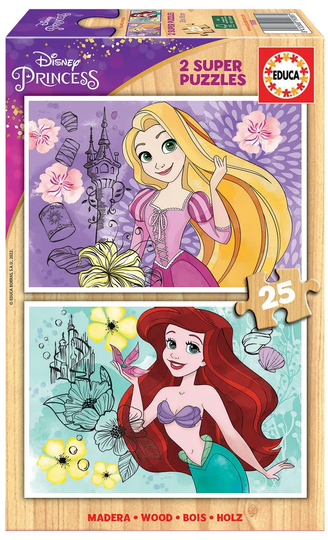 educa-disney-prinzessinnen-holzpuzzle-2x25-teile-ab-3-jahre image 1