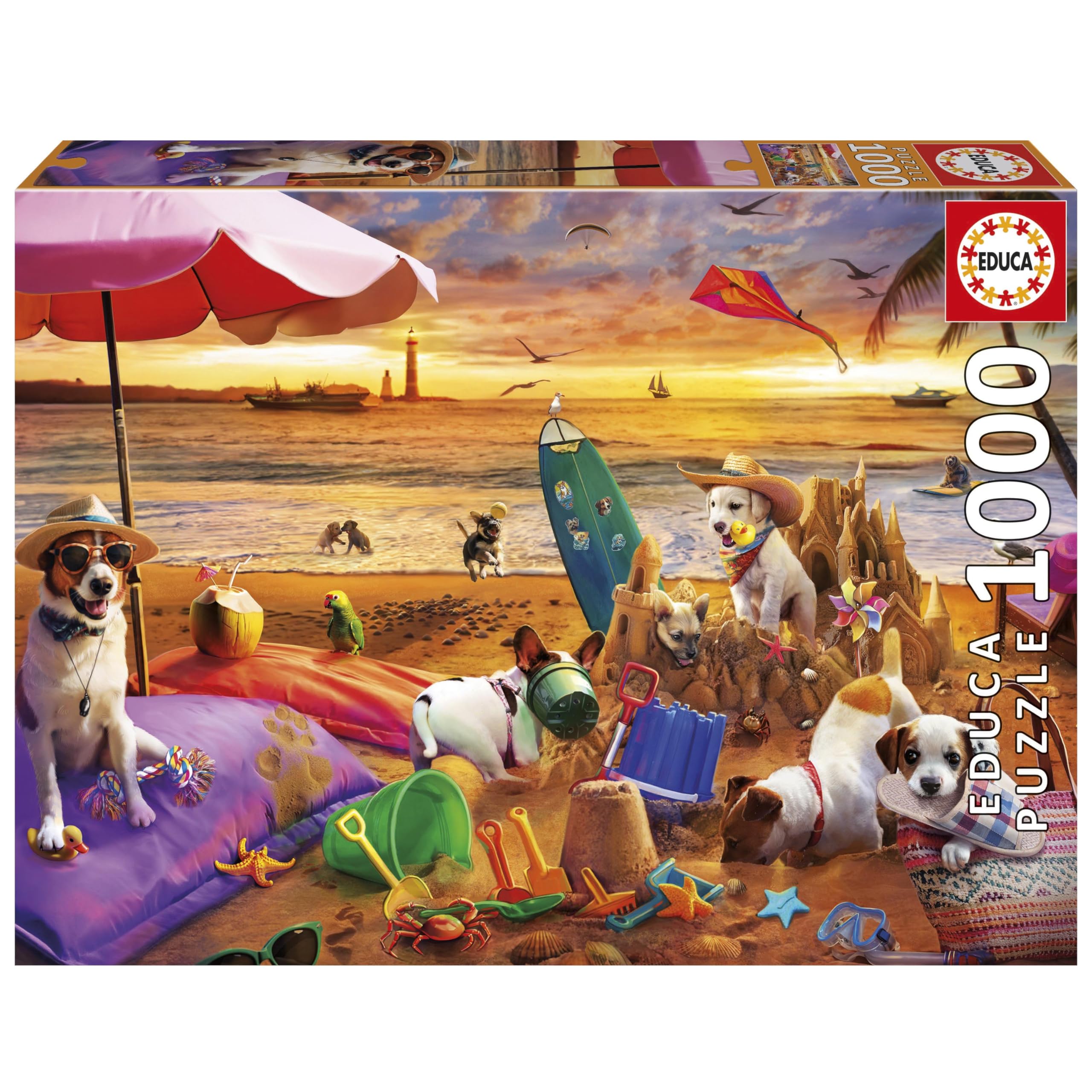 educa-hunde-am-strand-puzzle-1000-teile-68x48-cm image 1