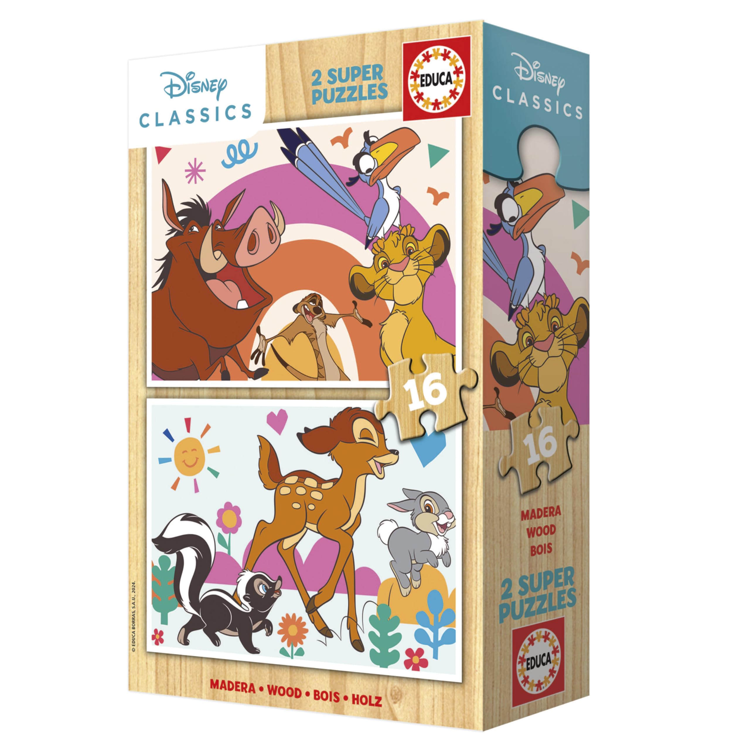 educa-disney-tiere-holzpuzzle-2x16-teile-set-ab-3-jahren image 3
