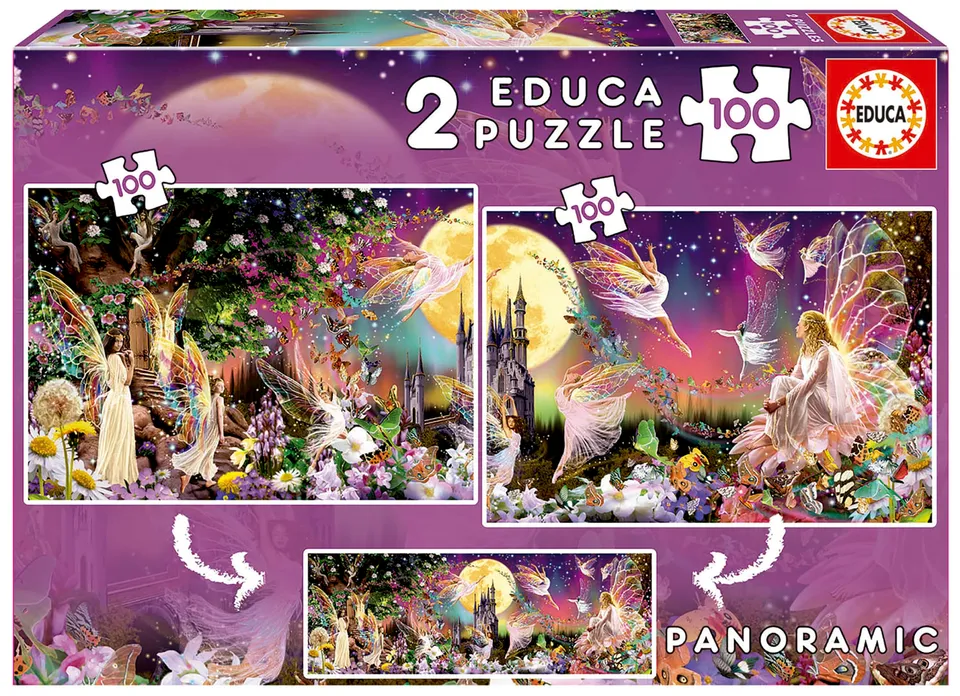 educa-feen-triptychon-puzzle-2x100-teile-kinder-ab-6-jahren image 1