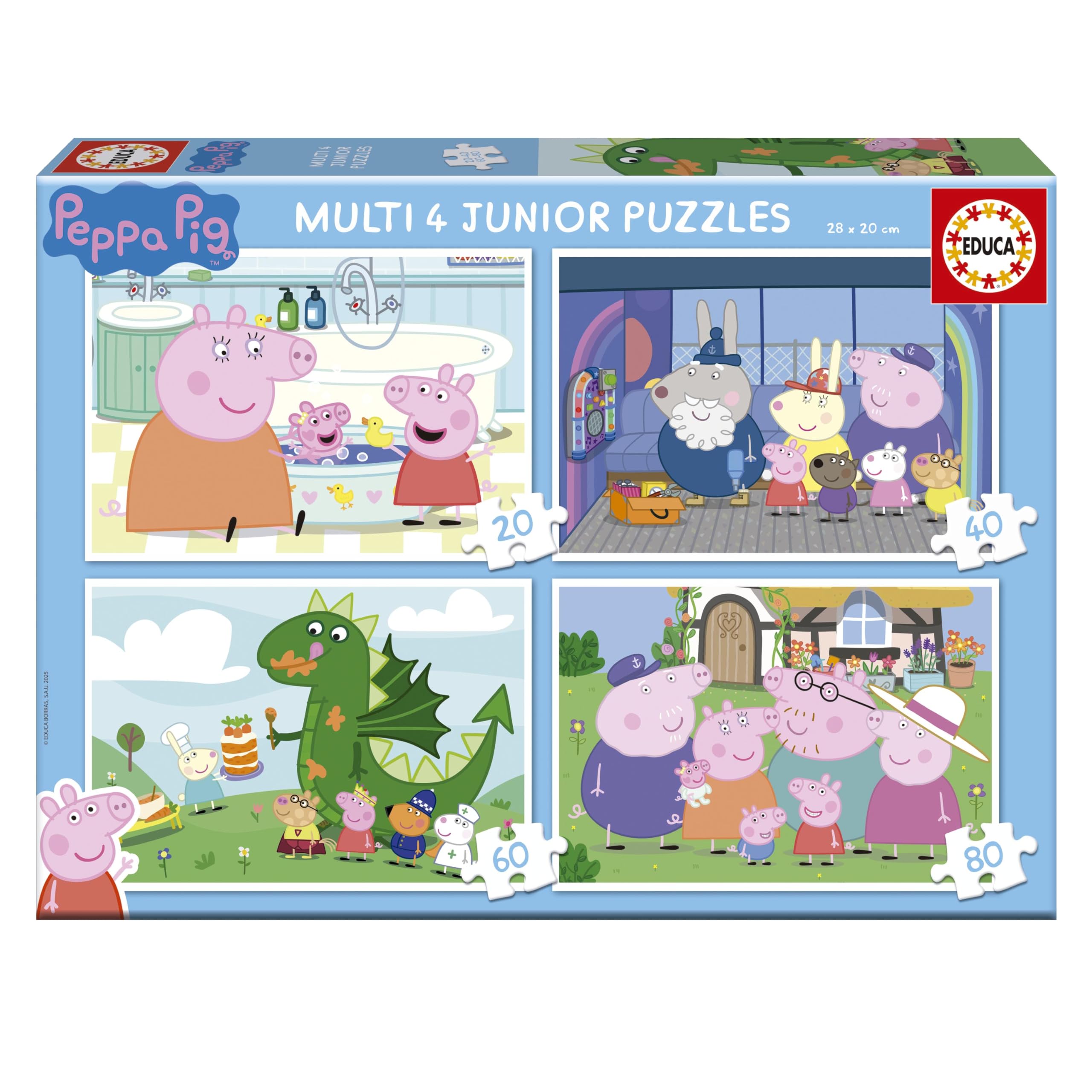 educa-peppa-pig-puzzle-set-4x-20-80-teile-28x20-cm-ab-4-jahren image 1