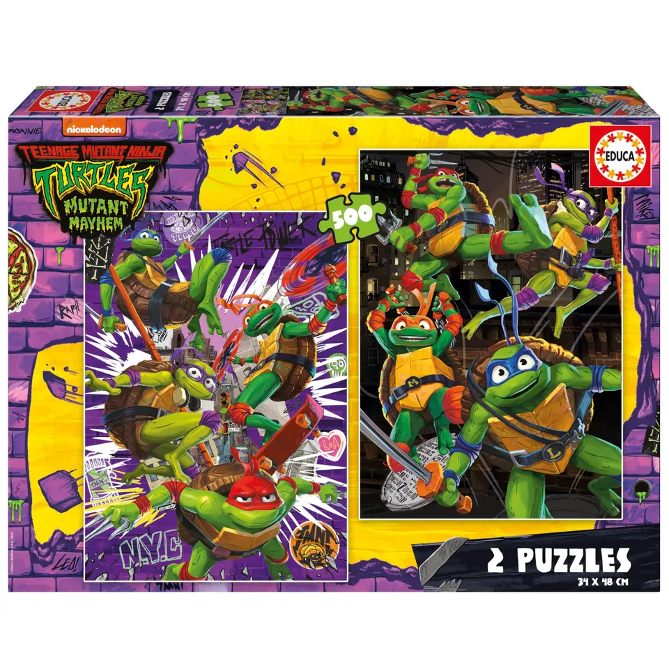 educa-ninja-turtles-19916-puzzle-2x500-teile-34x48-cm image 1