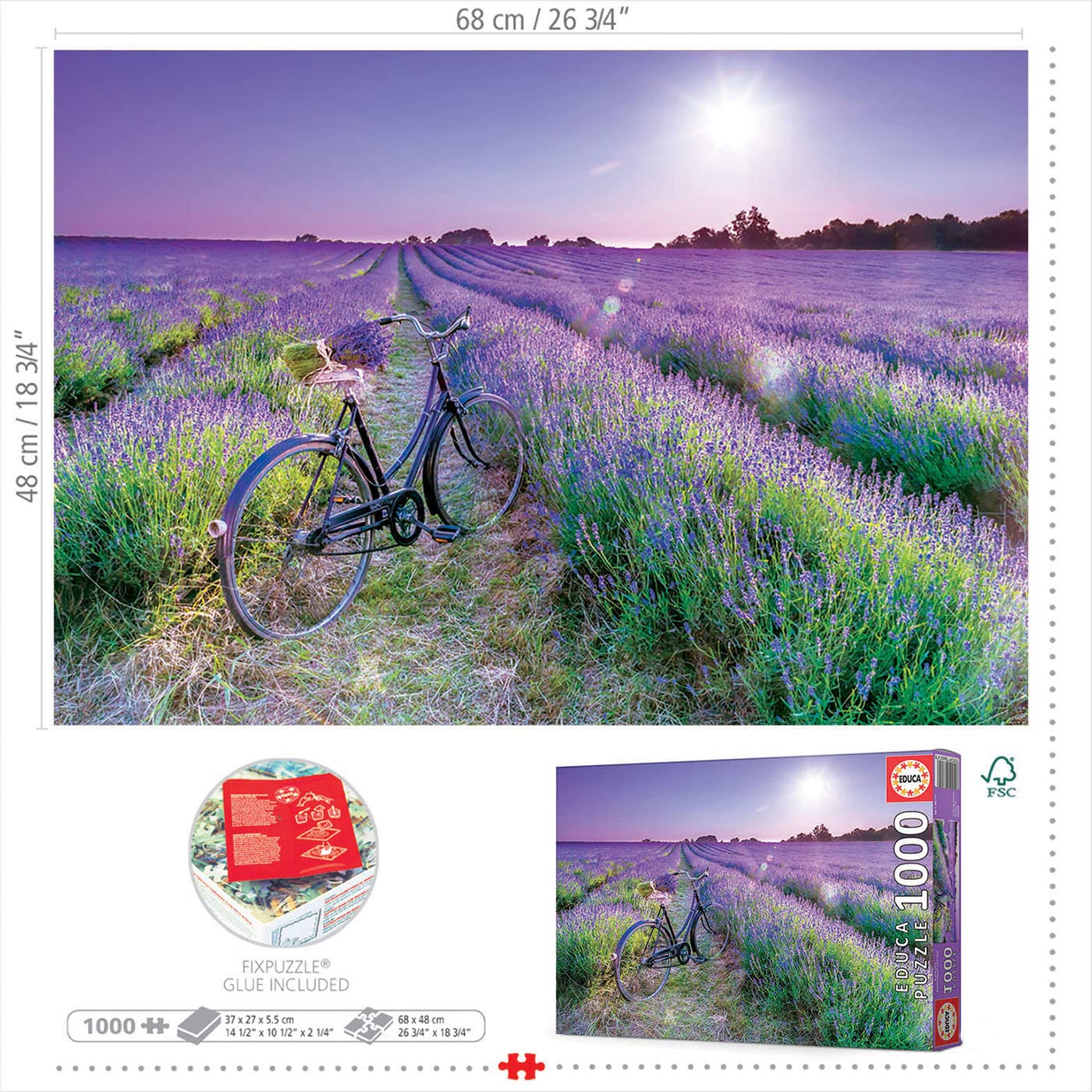 educa-puzzle-1000-teile-fahrrad-im-lavendelfeld-provence-ab-14 image 3