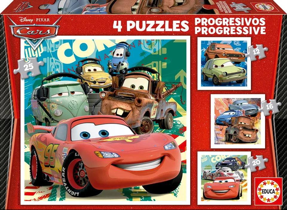 educa-cars-progressive-14942-kinderpuzzle-4in1-12-25-teile image 1