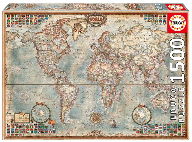 educa-antike-karte-16005-puzzle-1500-teile-weltkarte image 1