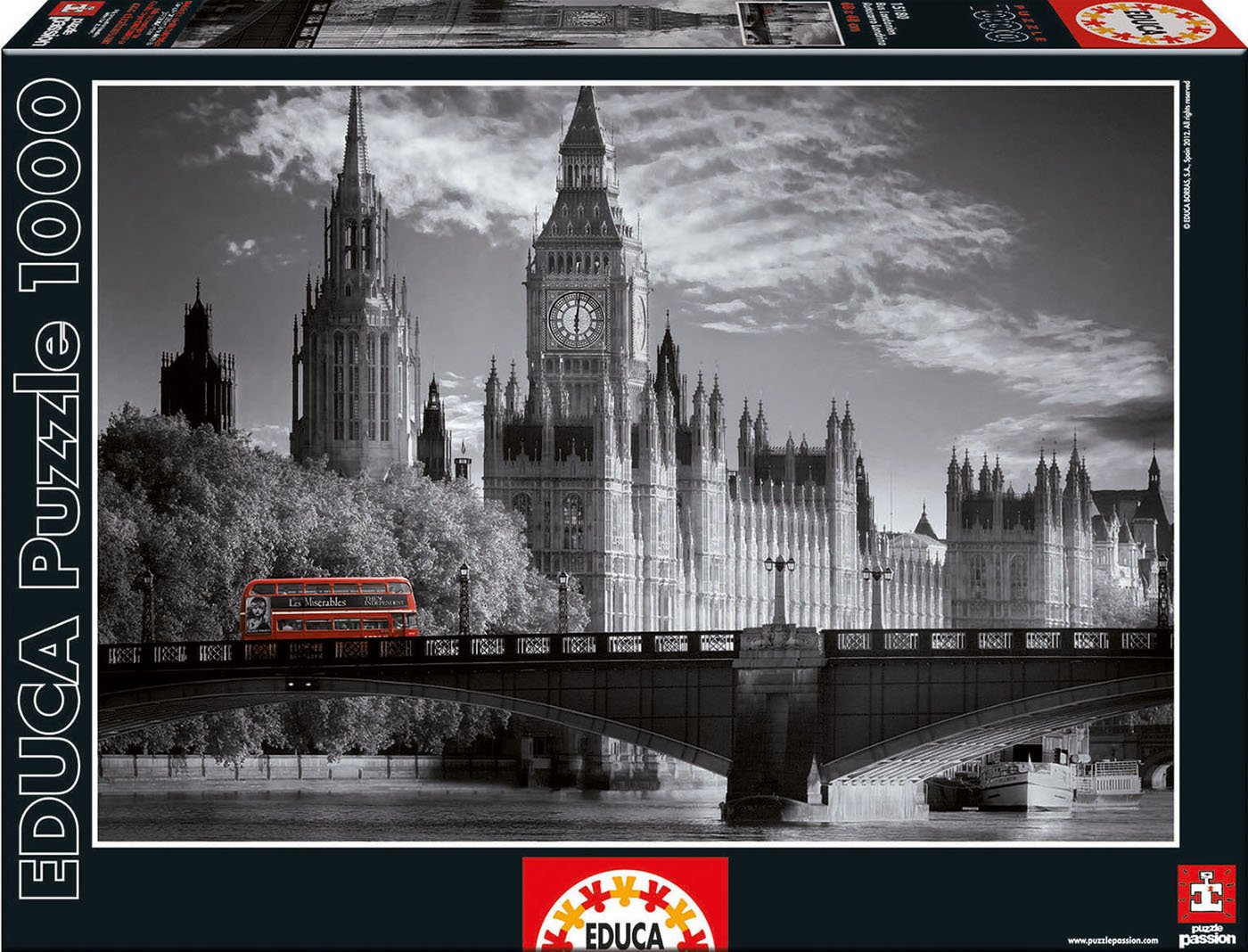 educa-15180-london-bus-puzzle-1000-teile-schwarz-wei image 1