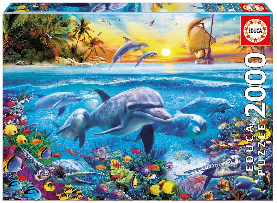 educa-17672-delfinfamilie-puzzle-2000-teile-96x68-cm image 1