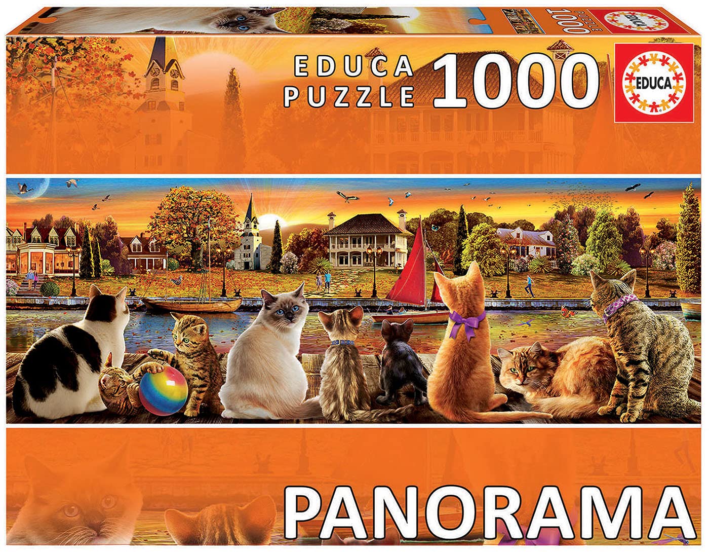 educa-katzen-am-quai-18001-puzzle-1000-teile-panorama image 1