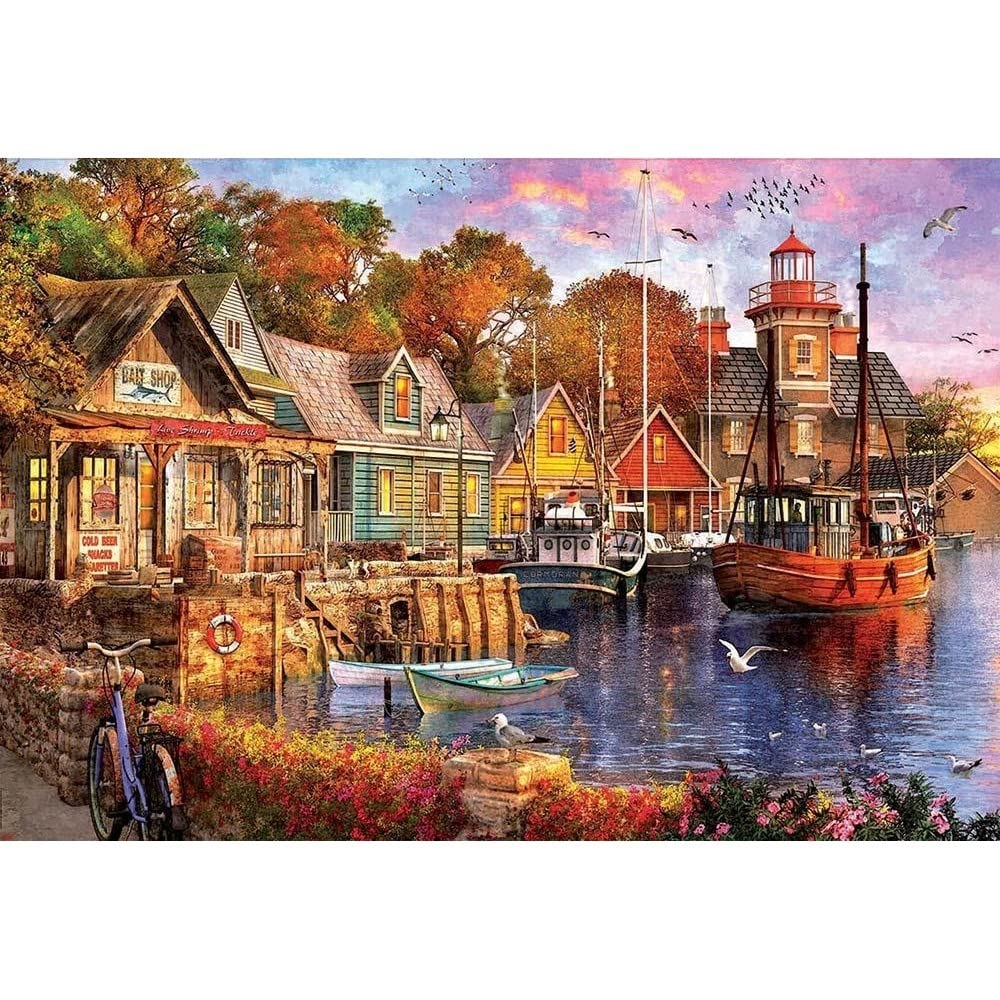 educa-18015-abends-am-hafen-puzzle-5000-teile-boote image 2