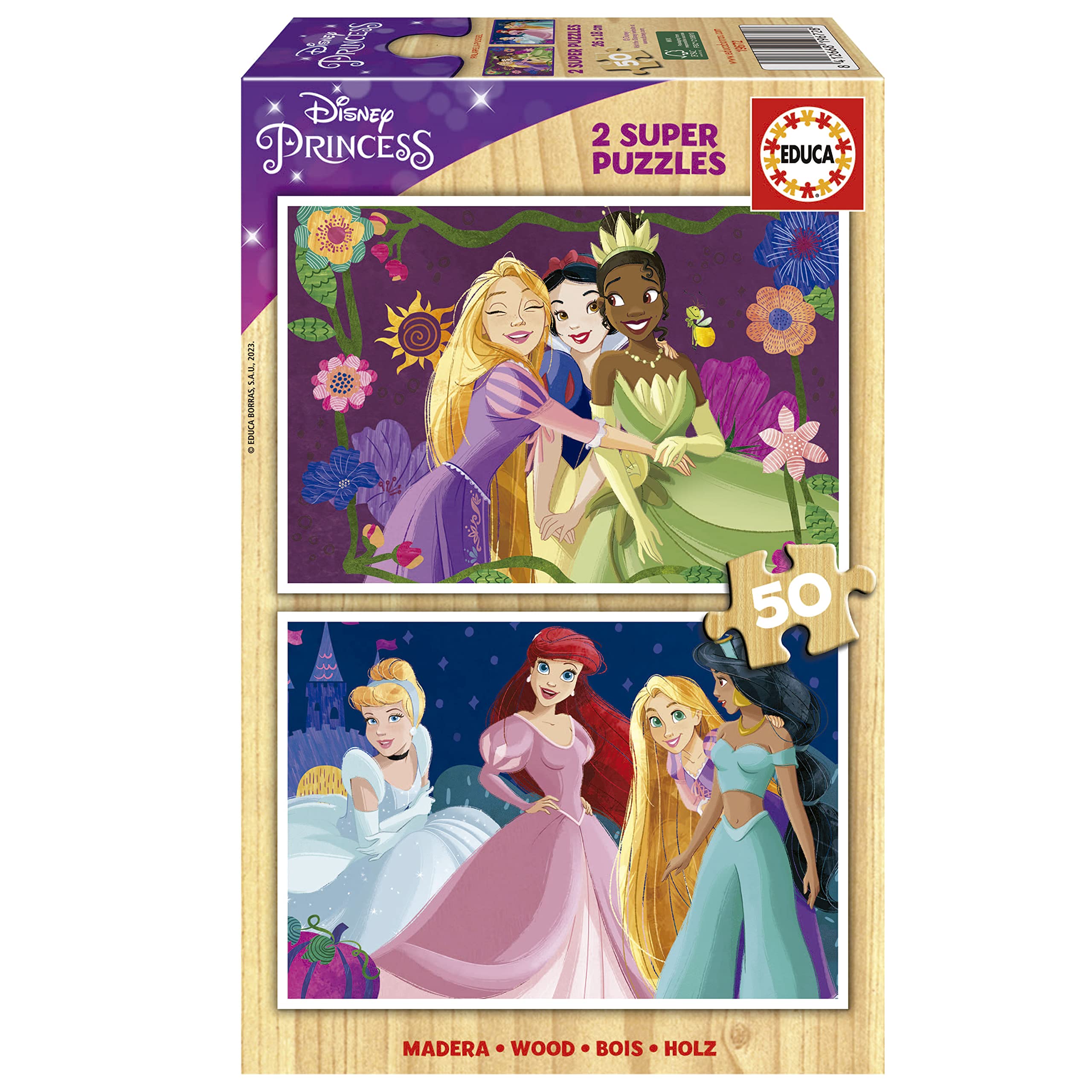 educa-19672-disney-prinzessinnen-holzpuzzle-2x50-ab-4-j image 1
