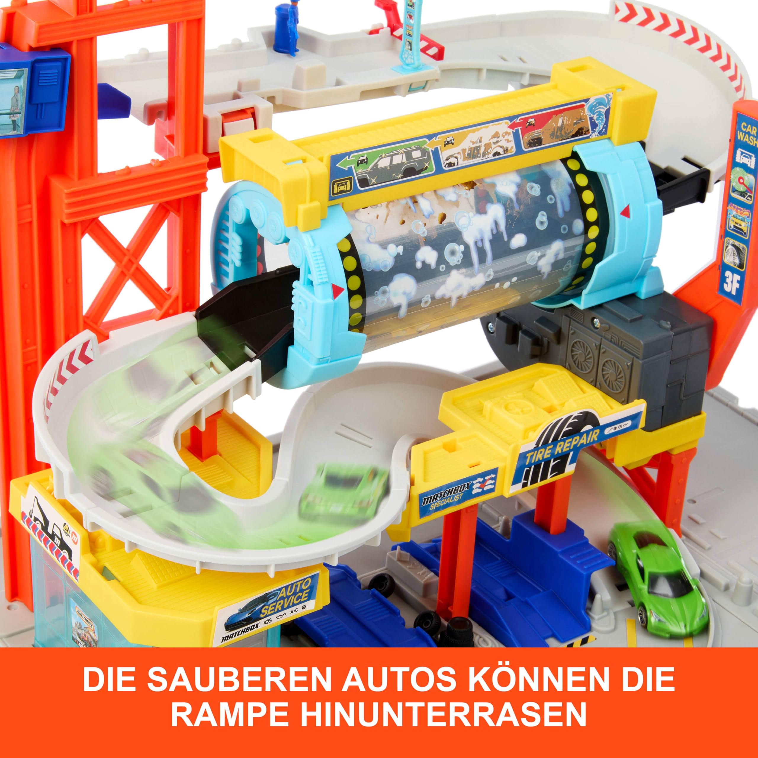 matchbox-action-drivers-spin-cyclone-autowaschanlage-mit-corvette image 6